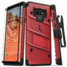 For Galaxy Note 9 Case Holster Lanyard Military Grade Drop Tested Red/Black