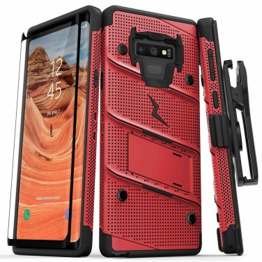 For Galaxy Note 9 Case Holster Lanyard Military Grade Drop Tested Red/Black