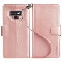 For Galaxy Note 9 Case Leather Wallet Wrist Strap 4Slots ID&Credit Card Rose