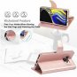 For Galaxy Note 9 Case Leather Wallet Wrist Strap 4Slots ID&Credit Card Rose