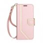For Samsung Galaxy S8 Case Leather Wallet Flip Mirror Wrist Strap Rose Gold