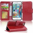 For iPhone 6/6s Wallet Case PU Leather IDCredit Card Pockets Flip Folio Wine Red