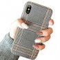 for iPhone X for iPhone Xs Case Cloth Grid Fabric Pattern Stripes Vintage Grey