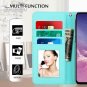For Samsung Galaxy S10e Case Wallet Luxurious Carved Inside Mirror Mint Green