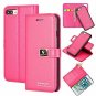 for iPhone 7/8 plus Case Genuine Leather Wallet Protective Stand Flip Rose red