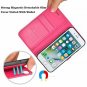 for iPhone 7/8 plus Case Genuine Leather Wallet Protective Stand Flip Rose red