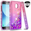 For Galaxy J3 2018 Case Glitter Liquid Cute Clear Shockproof Pink/Purple