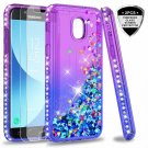 For Galaxy J3 2018 Case Glitter Liquid Cute Clear Shockproof Purple/Blue