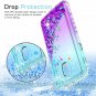 For Galaxy J3 2018 Case Glitter Liquid Cute Clear Shockproof Teal/Purple