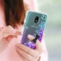 For Galaxy J3 2018 Case Glitter Liquid Cute Clear Shockproof Teal/Purple