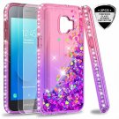 For Galaxy J2 Core Case Tempered Glass Screen Protector 2 Pack Girls Pink/Purple