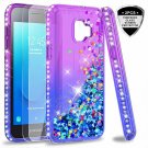 For Galaxy J2 Core Case Tempered Glass Screen Protector 2 Pack Girls Purple/Blue