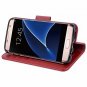 For Samsung Galaxy S7 Edge Case PU Leather Wallet Wrist Strap Credit Card red