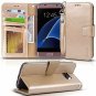 For Samsung Galaxy S7 Edge Case PU Leather Wallet Wrist Strap Credit Card Gold