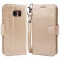 For Samsung Galaxy S7 Edge Case PU Leather Wallet Wrist Strap Credit Card Gold