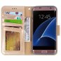 For Samsung Galaxy S7 Edge Case PU Leather Wallet Wrist Strap Credit Card Gold