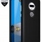 For Moto G7 Case with 9H Tempered Glass Screen Protector Dual Layer Black