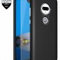 For Moto G7 Case with 9H Tempered Glass Screen Protector Dual Layer Black