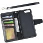 For iPhone 7/8 Plus Case Premium PU Leather Wallet Kickstandand Flip Cover Black