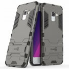 For Galaxy A8 Plus 2018 Case Hybrid Slim Fit Matte with Kickstand Gray
