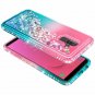 For Galaxy J8 Case Glitter Liquid Quicksand Waterfall Floating Flowing Pink/Aqua