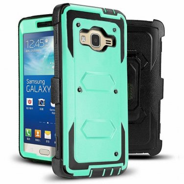 For Grand Prime Case Kickstand Shock Absorption Hybrid Dual Layer Rugged Mint