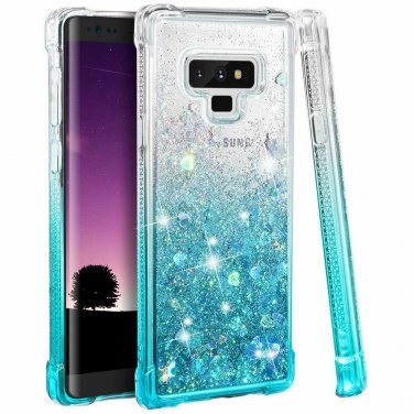 For Samsung Galaxy Note 9 Case Quicksand Series Glitter Flowing Gradient Teal