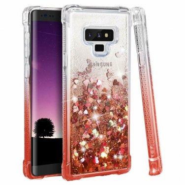 For Samsung Galaxy Note 9 Case Quicksand Series Glitter Flowing Gradient Coral