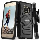 For Moto E4 Case New 4th Generation Series Belt Clip Holster Kickstand,Black