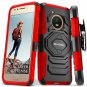 For Moto E4 Case New 4th Generation Series Belt Clip Holster Kickstand Red