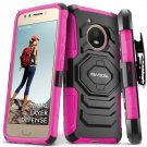 For Moto E4 Case New 4th Generation Series Belt Clip Holster Kickstand Pink