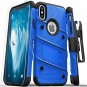 For iPhone Xs Max Case Military Grade Drop Tested Glass Screen Protector Blue