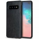 For Galaxy S10 Plus Case Leather Flexible TPU Silicone Hybrid Slim Black