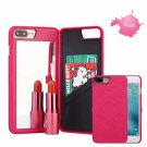 For iPhone 7/8 Plus Case 3D Mirror Series Cards Holder Wallet Style Flip Pink