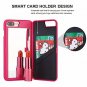 For iPhone 7/8 Plus Case 3D Mirror Series Cards Holder Wallet Style Flip Pink