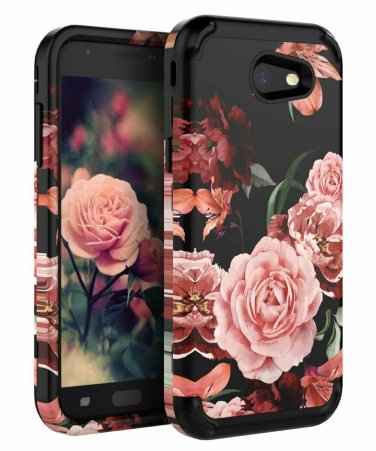 For Samsung Galaxy J3 2017 Case Shock Absorption Protective Slim Rose Black