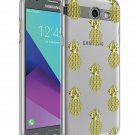 For Galaxy J7 V Case Slim Shockproof Clear Soft Flexible TPU Gold Pinneapples