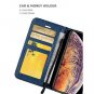 iPhone Xs Max Case Wallet Card Holder Magnetic Closure,Durable Leather Blue