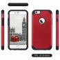 For iPhone 6S/6 Case Slim Fit Dual Layer Soft Silicone  Hard Back Red/Black