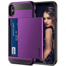 For iPhone Xs Max Case Wallet Card Holder Sliding Cover Credit Card Slot Purple