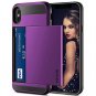 For iPhone Xs Max Case Wallet Card Holder Sliding Cover Credit Card Slot Purple