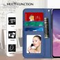 For Samsung Galaxy S10e Case Wallet Luxurious Carved Inside Mirror Navy Blue