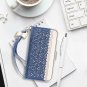 For Samsung Galaxy S10e Case Wallet Luxurious Carved Inside Mirror Navy Blue