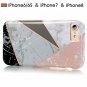 For iPhone 8/7/6/6s Case Black Marble Geometric Silicone Shiny Rose Gold