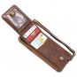 For iPhone Xs Max Wallet Case Detachable Neck Strap Wrist Lanyard Leather Coffee