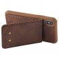 For iPhone Xs Max Wallet Case Detachable Neck Strap Wrist Lanyard Leather Coffee