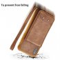 For iPhone Xs Max Wallet Case Detachable Neck Strap Wrist Lanyard Leather Coffee