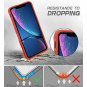 For iPhone XR Case Wallet Wireless Charger Detachable Vegan Leather Red
