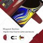 For Galaxy Note 9 Case PU Leather Wallet Wrist Strap 4-Slots ID&Credit Card Red