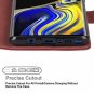 For Galaxy Note 9 Case PU Leather Wallet Wrist Strap 4-Slots ID&Credit Card Red